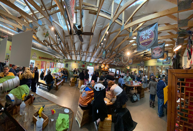 Fisheye view of the taproom.