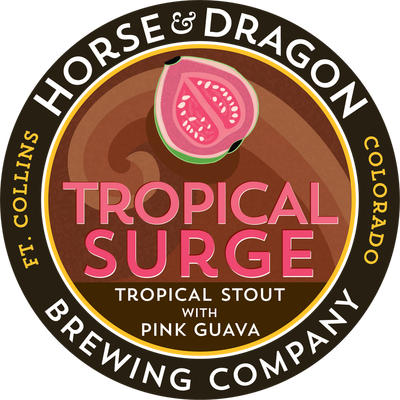 Tropical Surge Tropical Stout with Pink Guava logo.