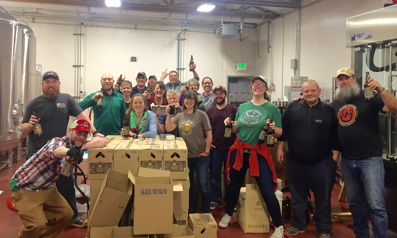 The whole crew who helped do the first bottling run.