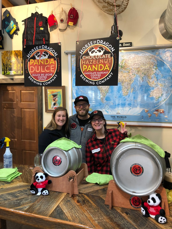Chelsea, Patrick, and Marleyna ready to pour beer.