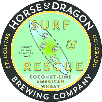 Surf & Rescue Coconut-lime american wheat ale logo (for Larimer County Humane Society)