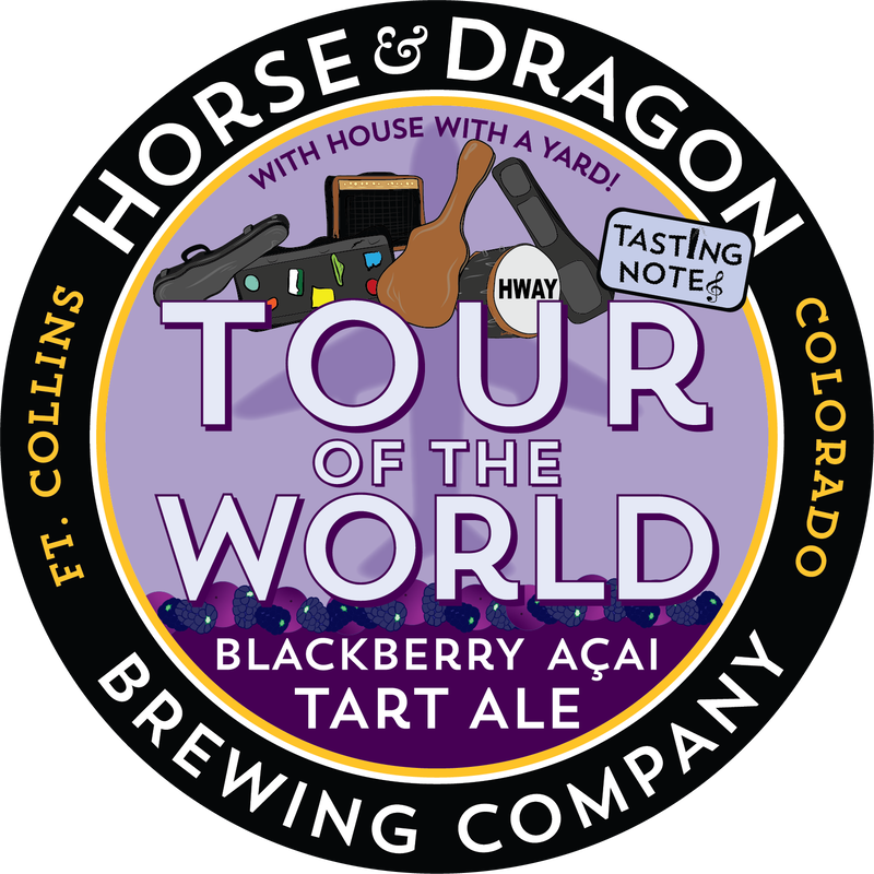 Tour of the World blackberry tart ale logo for band House with a Yard.
